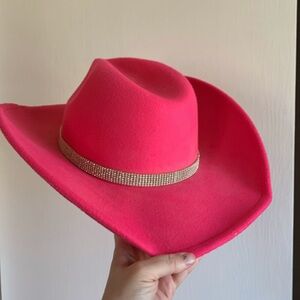HOT PINK Rhinestone band cowgirl hat